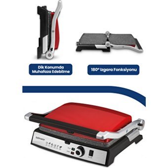 Goldmaster GM-7450 Tostmix 6 Dilim Granit Çıkartılabilir Plaka Tek Yönlü 2000 W Izgaralı Kırmızı Tost Makinesi