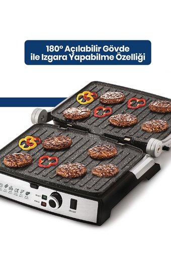 Goldmaster Tostmix 6 Dilim Granit Çıkartılabilir Plaka Tek Yönlü 2000 W Izgaralı Gümüş Tost Makinesi
