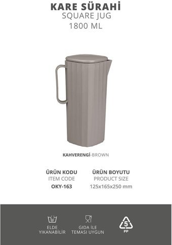 Okyanus Home Coliseum Cam 1.8 lt Kapaklı Sürahi Vizon
