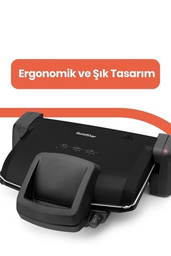Goldmaster Tadım GM-7456 6 Dilim Granit Çıkartılabilir Plaka Tek Yönlü 1800 W Izgaralı Siyah Tost Makinesi