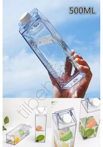Tilbe Home Lüx Mika Akrilik 0.5 lt Kapaklı Sürahi Şeffaf 2 Adet
