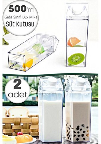 Tilbe Home Lüx Mika Akrilik 0.5 lt Kapaklı Sürahi Şeffaf 2 Adet