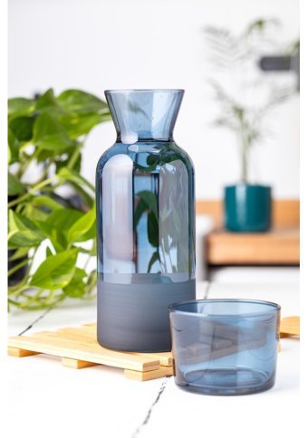 Gela Cam 700 ml Kapaklı Sürahi Mavi