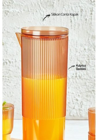 Morlimon Akrilik 1.1 lt Kapaklı Sürahi Turuncu