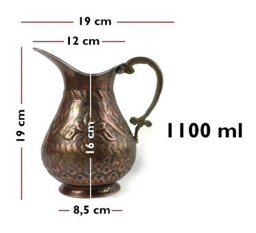 Shark Anatolia Bakır 1 lt Kapaklı Sürahi
