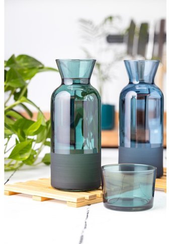 Gela Cam 700 ml Kapaklı Sürahi Yeşil