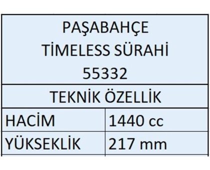 Paşabahçe 55332 Timeless Cam 1.44 lt Kapaklı Sürahi Şeffaf