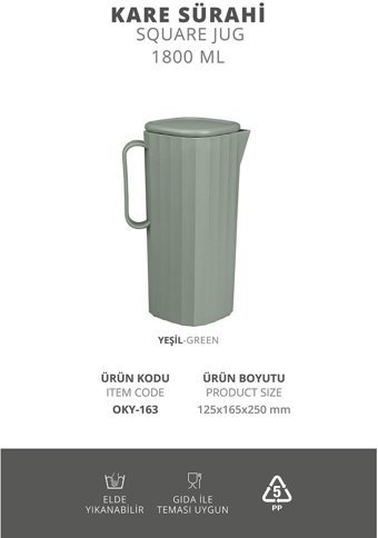 Okyanus Home Coliseum Cam 1.8 lt Kapaklı Sürahi Yeşil