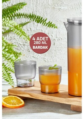 Morlimon Akrilik 1.1 lt Kapaklı Sürahi Antrasit