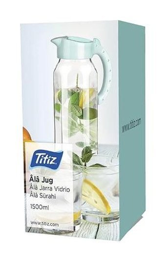 Titiz Ala Cam 1.5 lt Kapaklı Sürahi Şeffaf