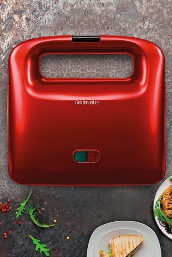 Goldmaster Nice 2 Dilim Alüminyum Tek Yönlü 750 W Izgaralı Kırmızı Tost Makinesi