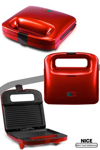 Goldmaster Nice 2 Dilim Alüminyum Tek Yönlü 750 W Izgaralı Kırmızı Tost Makinesi