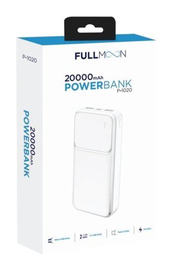 Fullmoon P-1020 Hızlı Şarj 20000 mAh Powerbank Beyaz