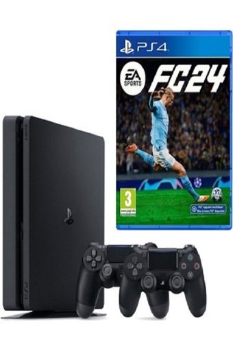 Sony Playstation 4 Slim 1 TB + 2 DualShock Kol + PS4 FC 24