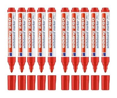 Edding 260 10 Adet Doldurulabilir Silinebilir Kırmızı Tahta Kalemi