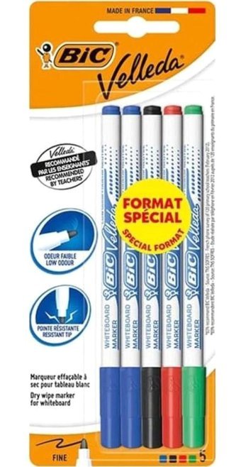 Bic Velleda 5 Adet Silinebilir Çok Renkli Tahta Kalemi