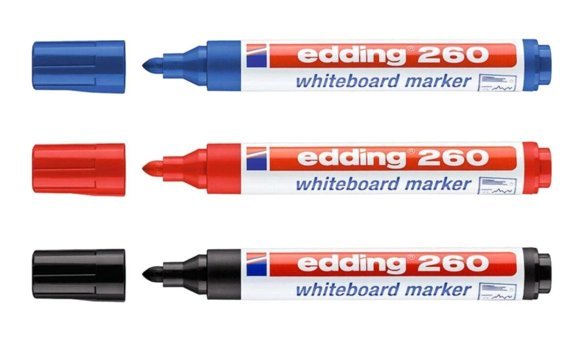 Edding 260 3 Adet Doldurulabilir Silinebilir Çok Renkli Tahta Kalemi