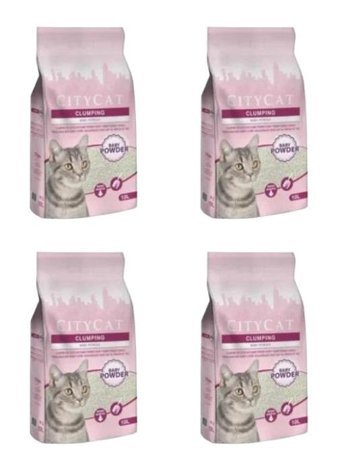City Cat Baby Powder Topaklanan İnce Taneli Bentonit Kedi Kumu 4x10 lt