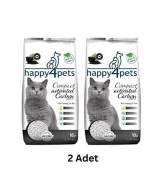 Happy4pets Topaklanan İnce Taneli Aktif Karbonlu Bentonit Kedi Kumu 2x10 lt
