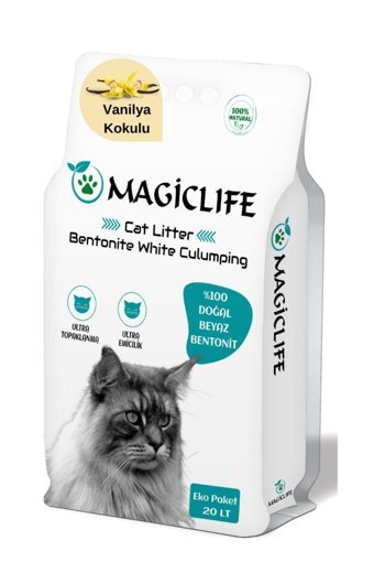 Magic Life Vanilya Kokulu Topaklanan İnce Taneli Bentonit Kedi Kumu 20 lt