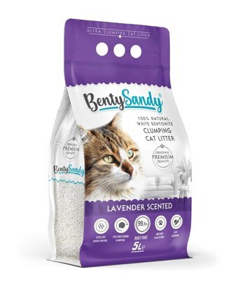 Benty Sandy Lavantalı Topaklanan İnce Taneli Bentonit Kedi Kumu 5 lt