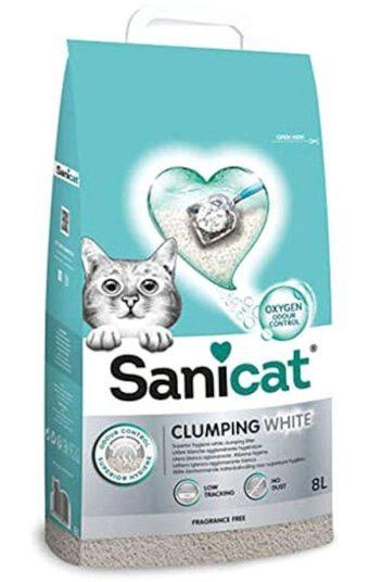 Sanicat Clumping White Topaklanan İnce Taneli Bentonit Kedi Kumu 8 lt