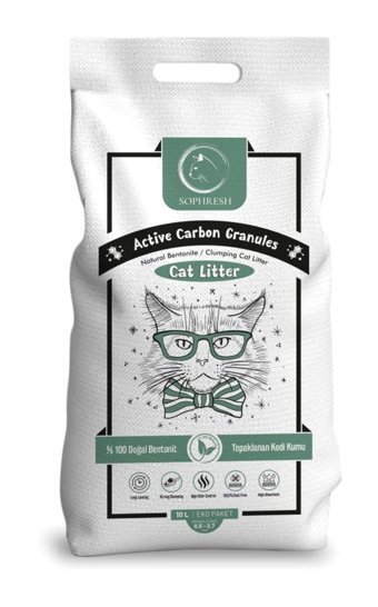 Sophresh Topaklanan İnce Taneli Aktif Karbonlu Bentonit Kedi Kumu 10 lt