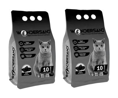 Wondersand Süper Premium Topaklanan İnce Taneli Aktif Karbonlu Bentonit Kedi Kumu 2x10 lt