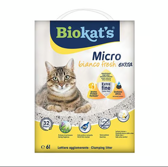Biokats Micro Fresh Extra Bahar Kokulu Topaklanan İnce Taneli Aktif Karbonlu Bentonit Kedi Kumu 6 lt