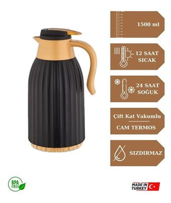 Remetta Cam 1.5 lt Outdoor Termos Siyah