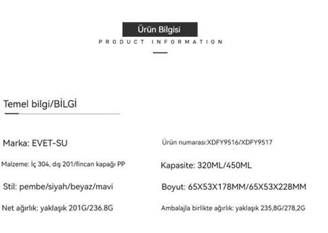 Summer Love Yongkang Çelik 320 ml Termos Beyaz
