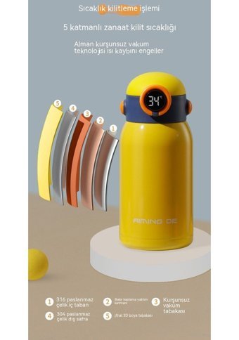 Bozhou Çelik 500 ml Termos Sarı