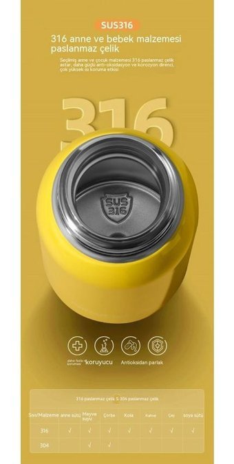 Bozhou Çelik 500 ml Termos Sarı