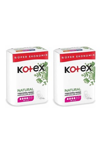 Kotex Natural Organik Antialerjik Orta Uzun 18'li Hijyenik Ped 2 Adet