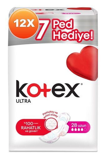 Kotex Organik Antialerjik Orta Ultra Uzun 28'li Hijyenik Ped 12 Adet