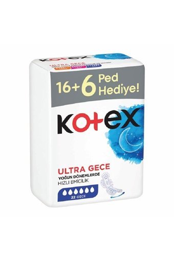 Kotex Ultra Dev Eko Organik Antialerjik Gece 22'li Hijyenik Ped 12 Adet