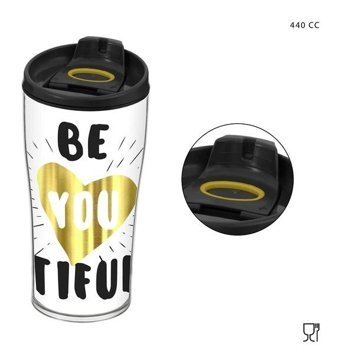 Tmall Home Mug Beatiful 440Cc Akrilik 440 ml Outdoor Termos Beyaz