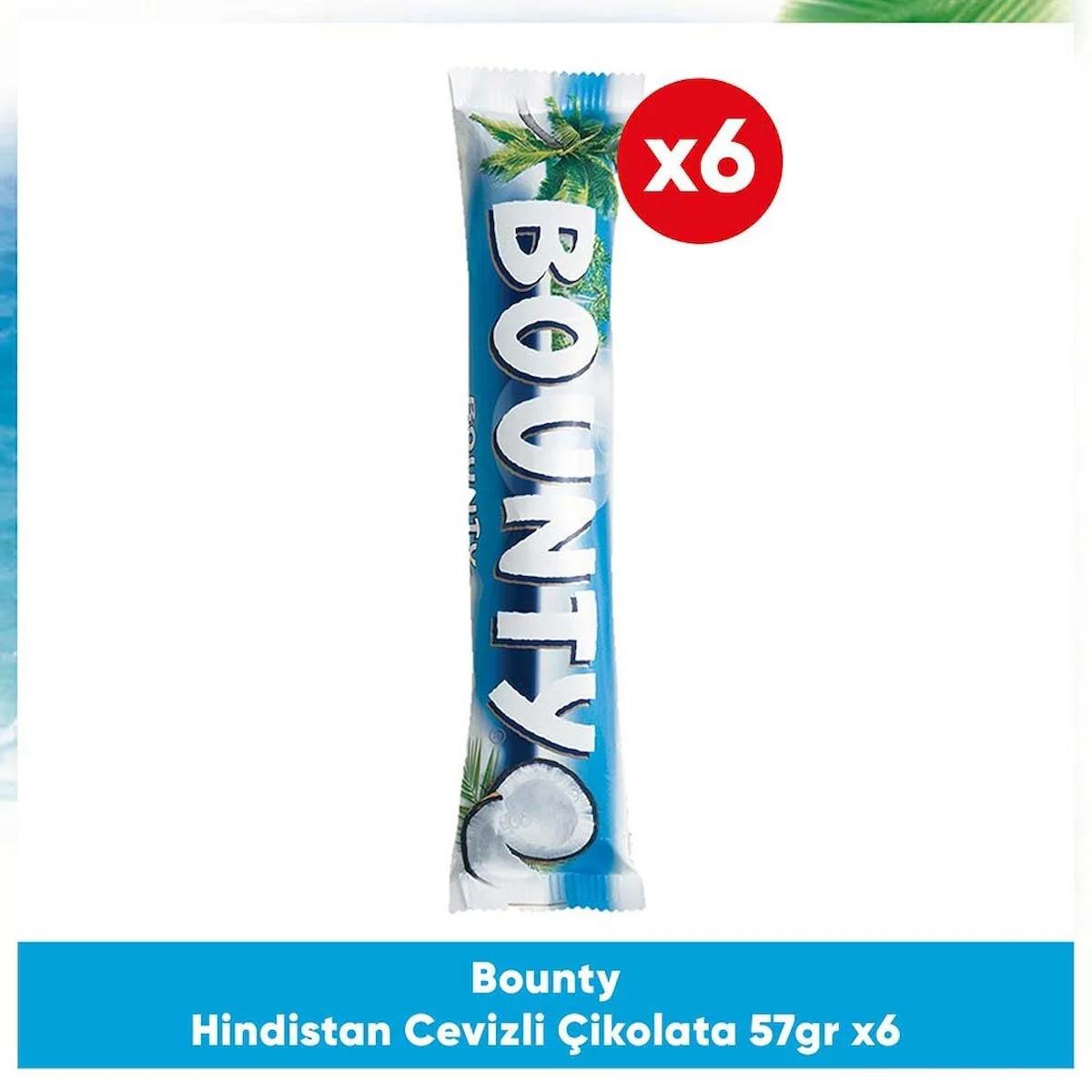 Bounty Hindistan Cevizli Çikolata 6x57 gr