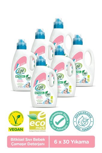 Life By Fakir %100 Bitkisel Bazlı Vegan 6x1500 ml Sıvı Çamaşır Deterjanı