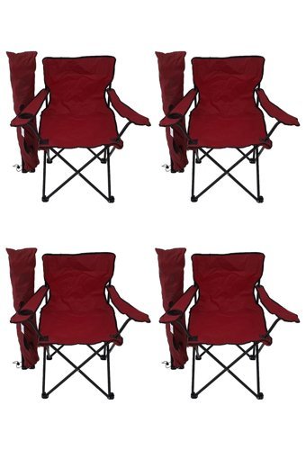 Bofigo Katlanır Kolçaklı Bordo 4'Lü Kamp Sandalyesi