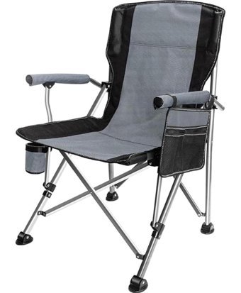 Funky Chairs Katlanır Kolçaklı Gri - Siyah Tekli Kamp Sandalyesi