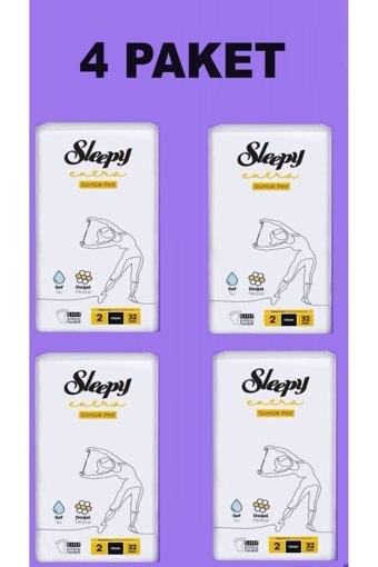 Sleepy Extra Organik 32'li Uzun Günlük Ped