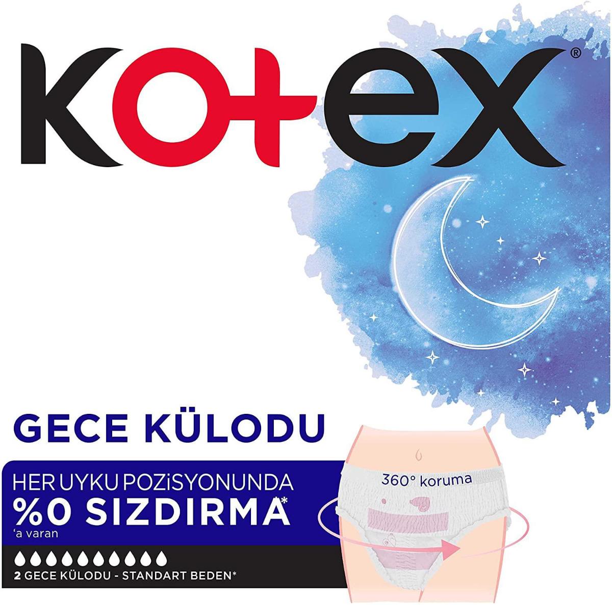 Kotex Organik Antialerjik Kalın Gece Ekstra 2'li Hijyenik Ped 5 Adet