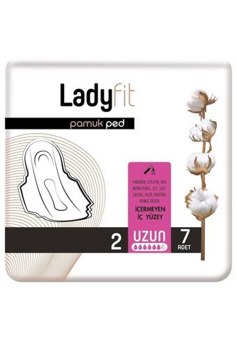 Lady Fit Pamuk Organik Antialerjik Orta Uzun 7'li Hijyenik Ped 18 Adet
