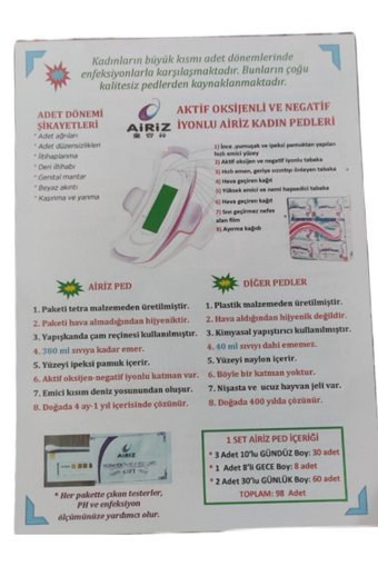 Airiz Organik Antialerjik İnce Gece 48'li Hijyenik Ped 6 Adet