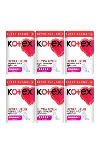 Kotex Organik Antialerjik İnce Ultra Uzun 18'li Hijyenik Ped 6 Adet