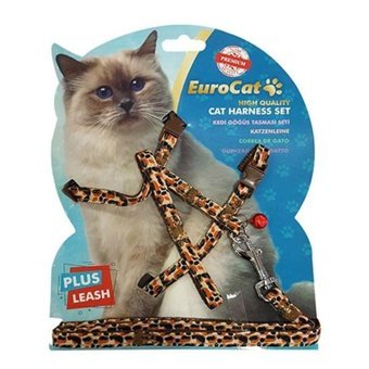Eurocat Kahverengi Ayarlanabilir Gezdirme Göğüs Kedi Tasması