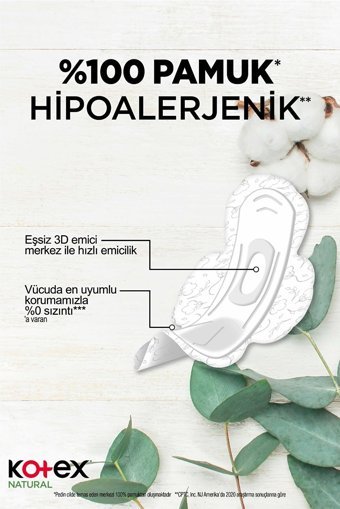 Kotex Natural Quadro Organik Antialerjik Orta Normal 22'li Hijyenik Ped 1 Adet