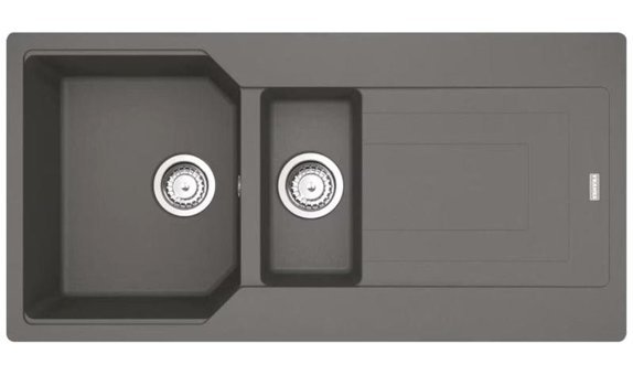 Franke Urban UBG 651-100 500 mm Damlalıklı Tezgah Üstü 1.5 Gözlü Dikdörtgen Sağ Granit Eviye Antrasit