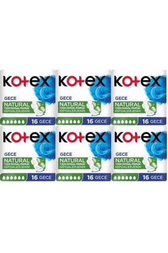 Kotex Natural Organik Antialerjik Orta Gece 16'lı Hijyenik Ped 1 Adet